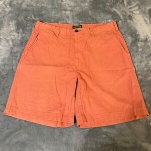 Orvis Mens Coral Orange 100% Pima Cotton Chino Shorts Size 36 Flat Front Regular